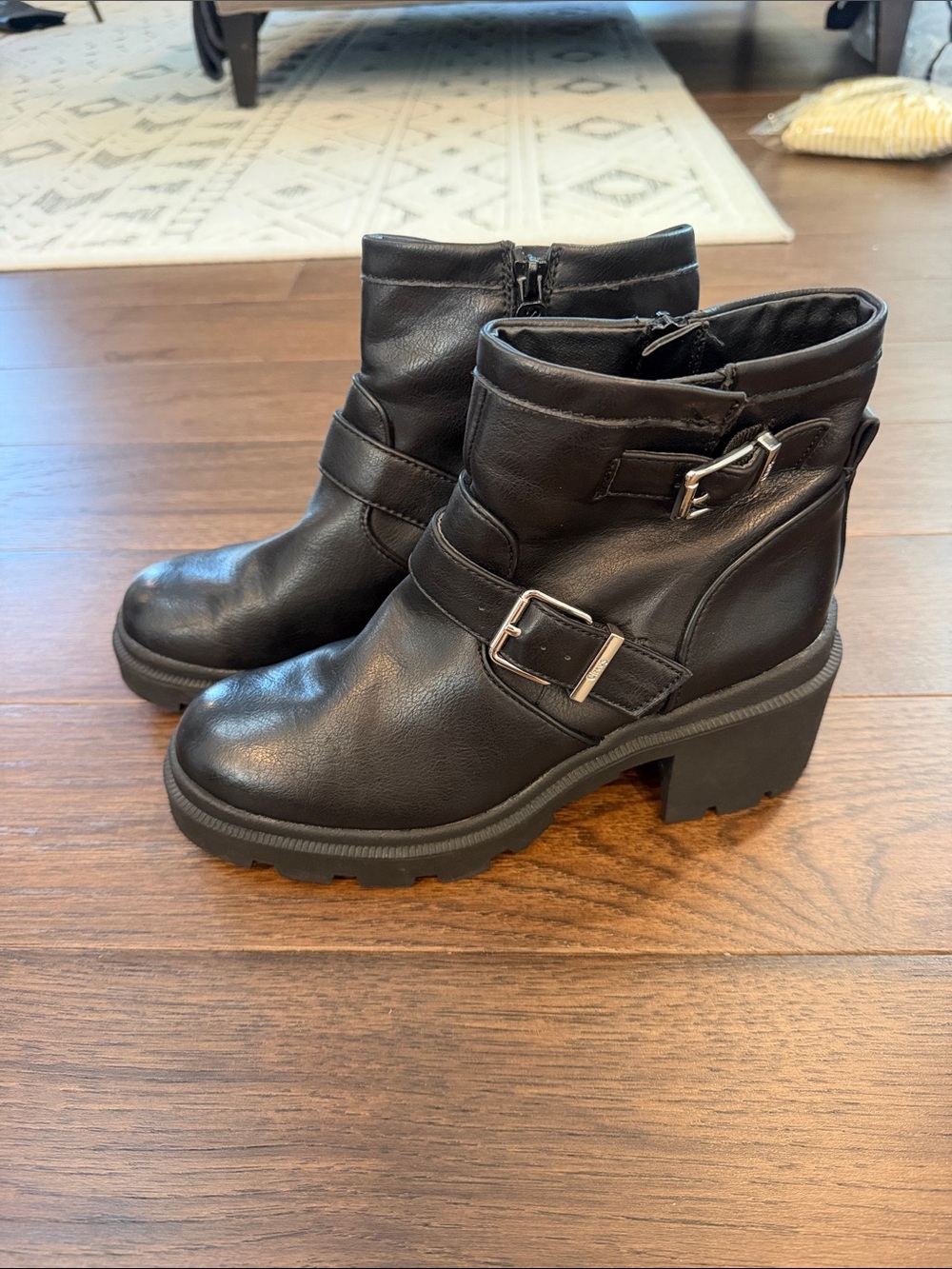 Circus by Sam Edelman Platform Biker Booties Black Leather - Size 8 - C61-147